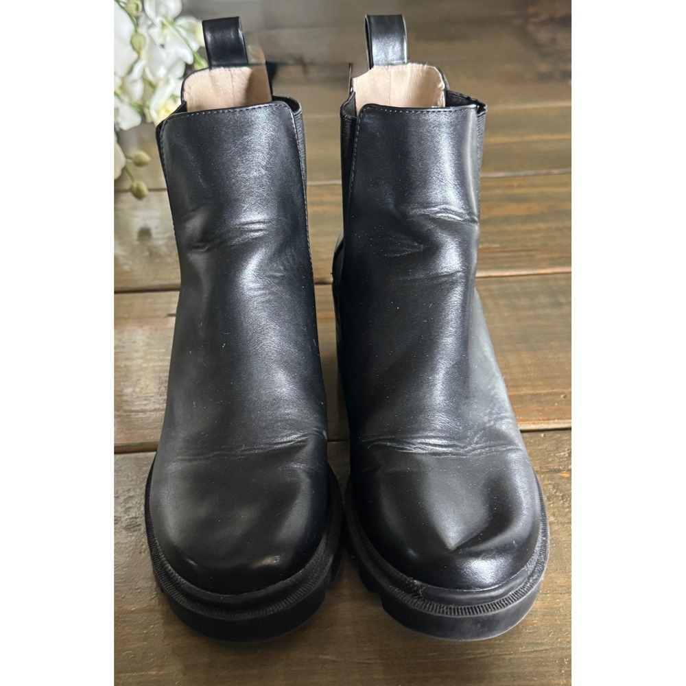 Y2K Steve Madden Amulet Chelsea Boots W 8 Black Goth Edgy Chunky Platform